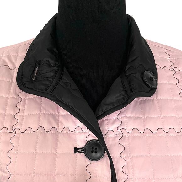 Vintage Reversible Quilted Jacket Down Filled Baby Pink Embroidered Puffer Coat - Picture 2 of 13